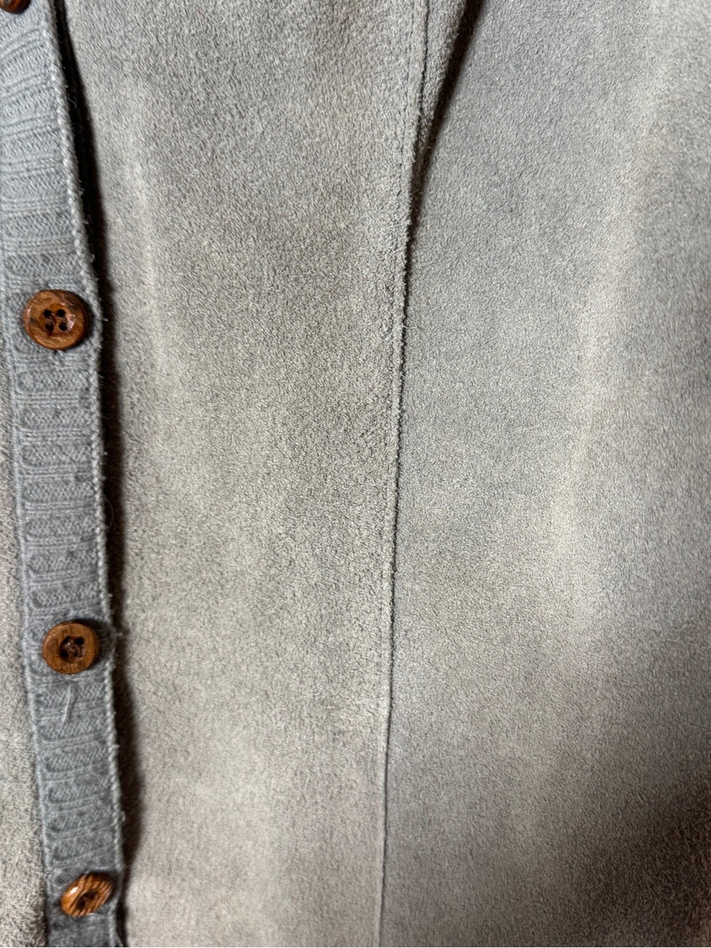 VTG 70s Ms. Today Grey Suede Knit Panel Boho Button Vest Size 12/M - Picture 9 of 9